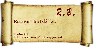Reiner Balázs névjegykártya